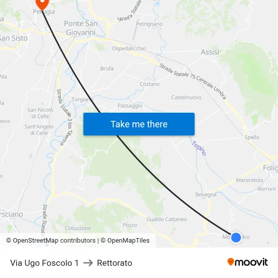 Ugo Foscolo Street 1 to Rectorate map