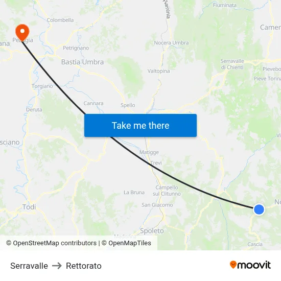 Serravalle to Rectorate map