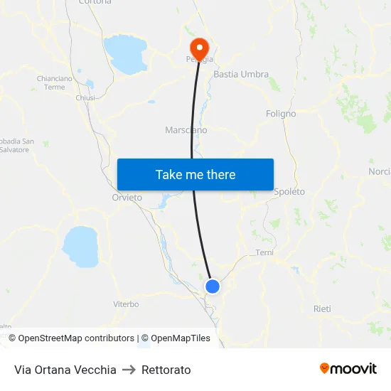 Ortana Vecchia Street to Rectorate map