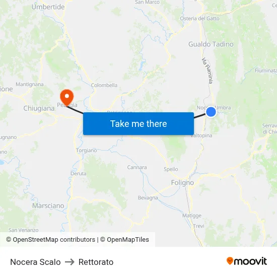 Nocera Station to Rectorate map
