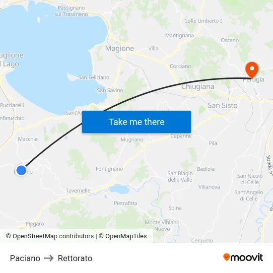 Paciano to Rectorate map