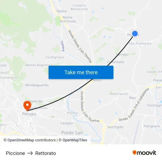 Piccione to Rettorato map