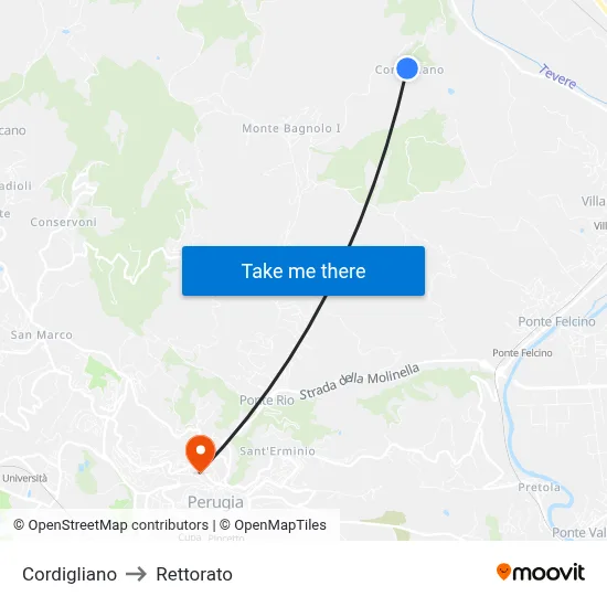 Cordigliano to Rectorate map
