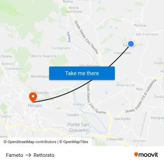 Farneto to Rectorate map