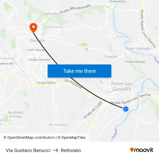 Via Gustavo Benucci to Rectorate map