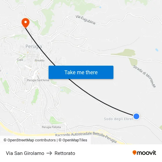 Via San Girolamo to Rettorato map