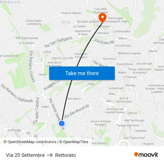 20 Settembre Street to Rectorate map