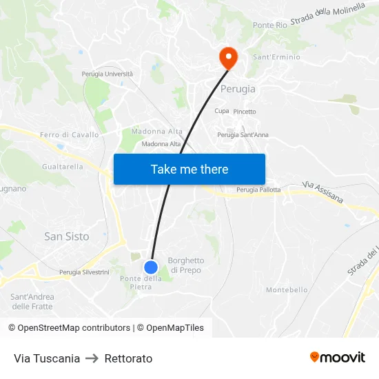 Tuscania Street to Rectorate map