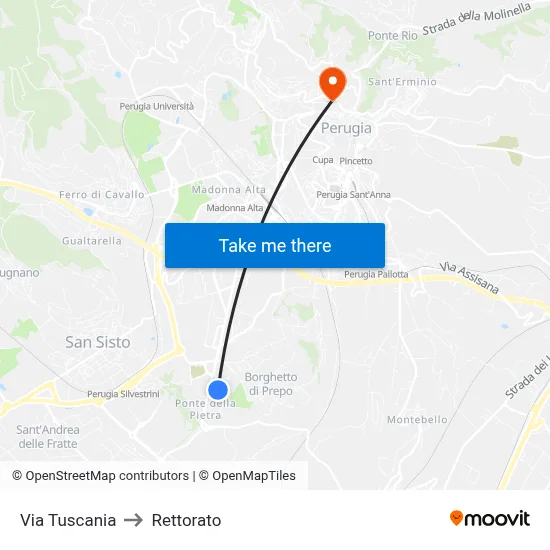 Tuscania Street to Rectorate map