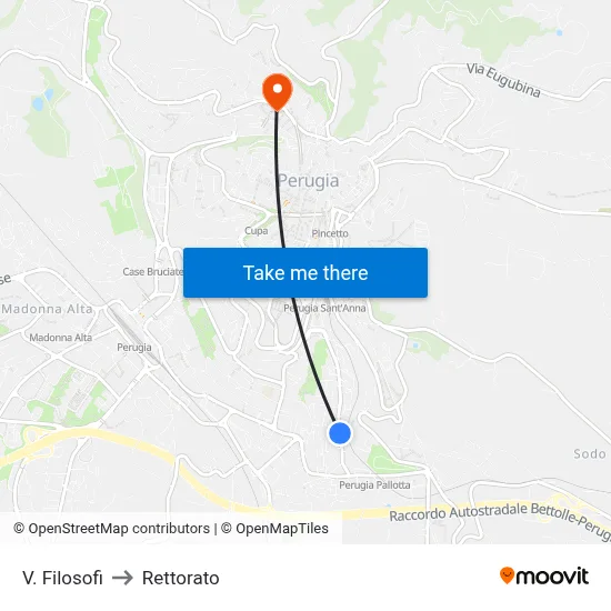 Via Filosofi to Rectorate map