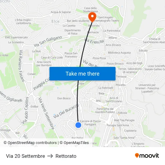 20 September Street to Rectorate map