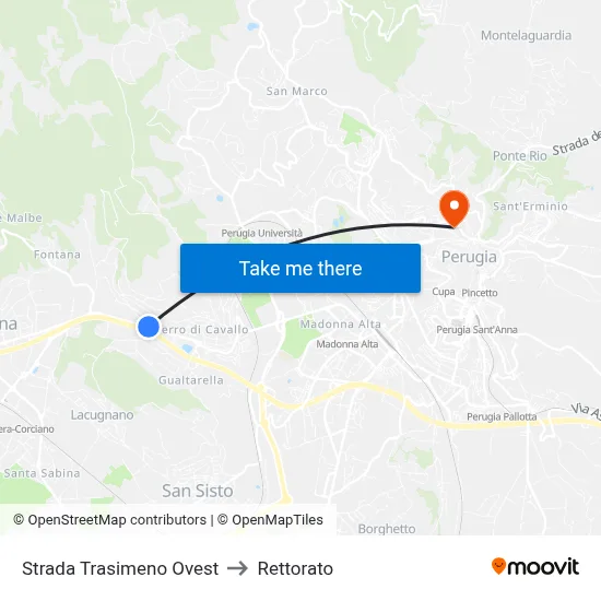 West Trasimeno Road to Rectorate map