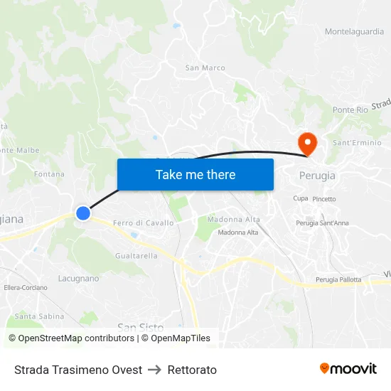 West Trasimeno Road to Rectorate map