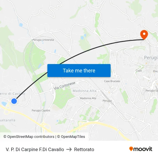 Via Pian Di Carpine - Ferro Di Cavallo to Rectorate map