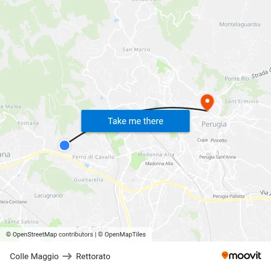 Colle Maggio to Rectorate map