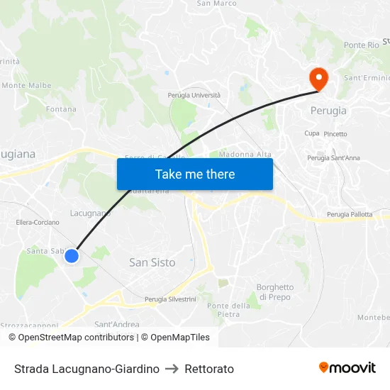 Lacugnano-Garden Road to Rectorate map