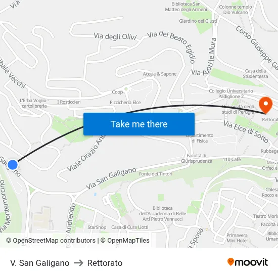 Via San Galigano to Rectorate map