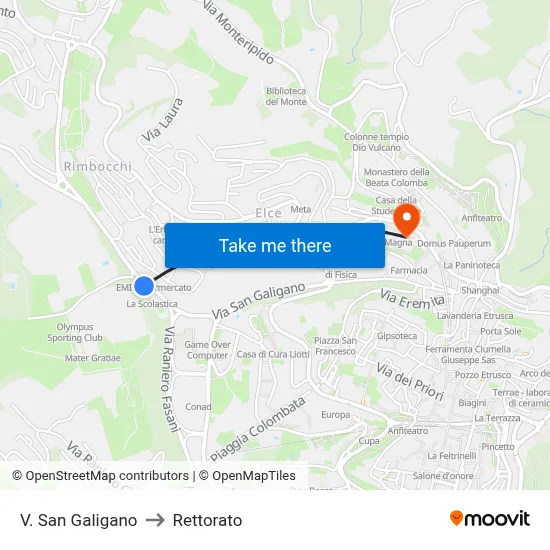 Via San Galigano to Rectorate map