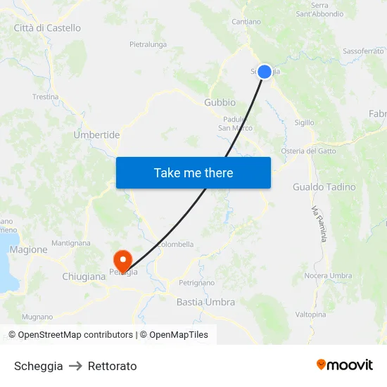 Scheggia to Rectorate map