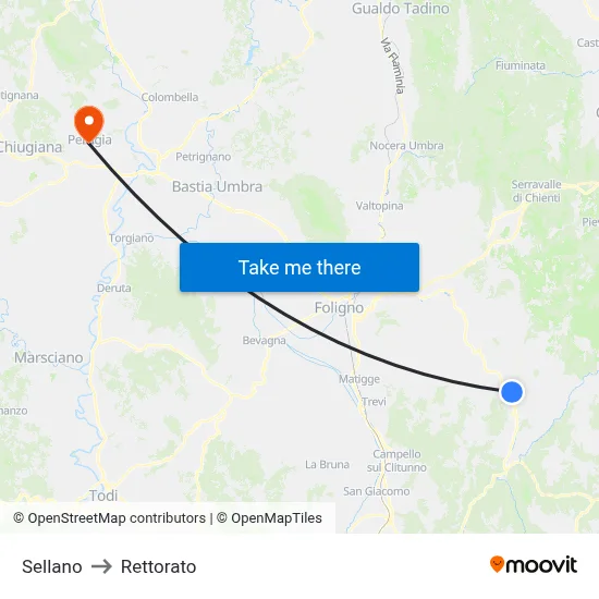Sellano to Rectorate map