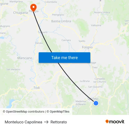 Monteluco Capolinea to Rettorato map
