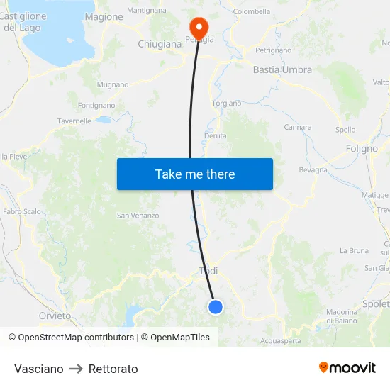 Vasciano to Rectorate map