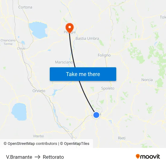 Bramante Street to Rectorate map
