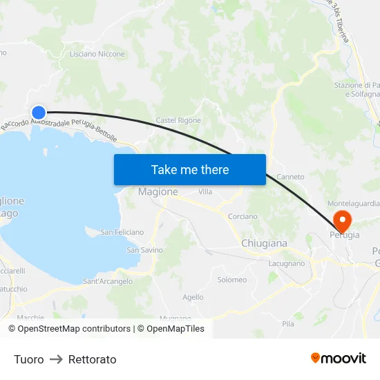 Tuoro to Rectorate map