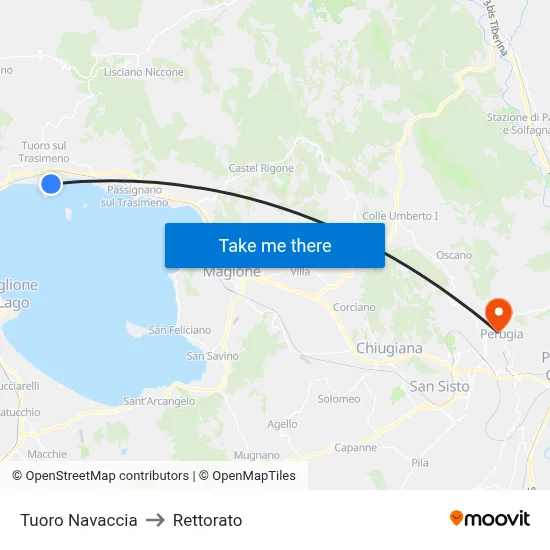 Tuoro Navaccia to Rectorate map