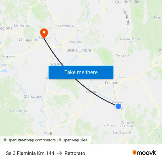 SS3 Flaminia Km 144 to Rectorate map