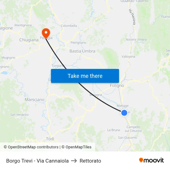 Borgo Trevi - Via Cannaiola to Rectorate map