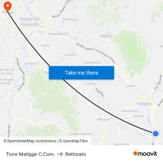 Torre Matigge C.Com. to Rettorato map