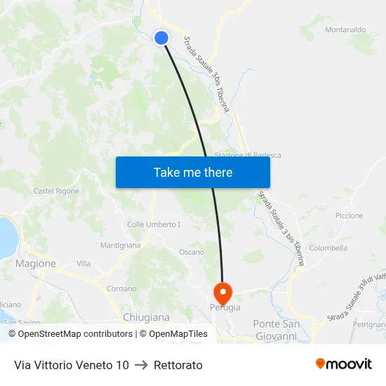 Via Vittorio Veneto 10 to Rectorate map