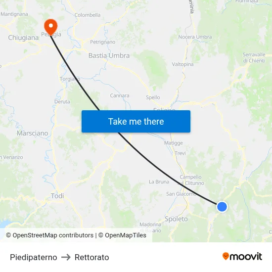 Piedipaterno to Rectorate map