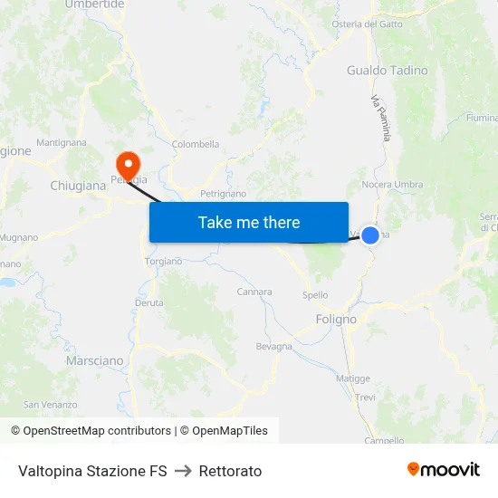 Valtopina Railway Station to Rectorate map