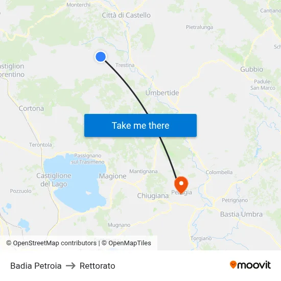 Badia Petroia to Rectorate map