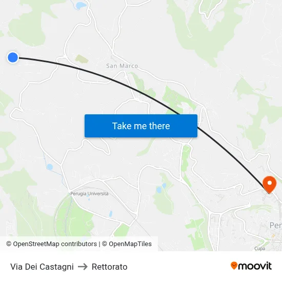 Castagni Street to Rectorate map