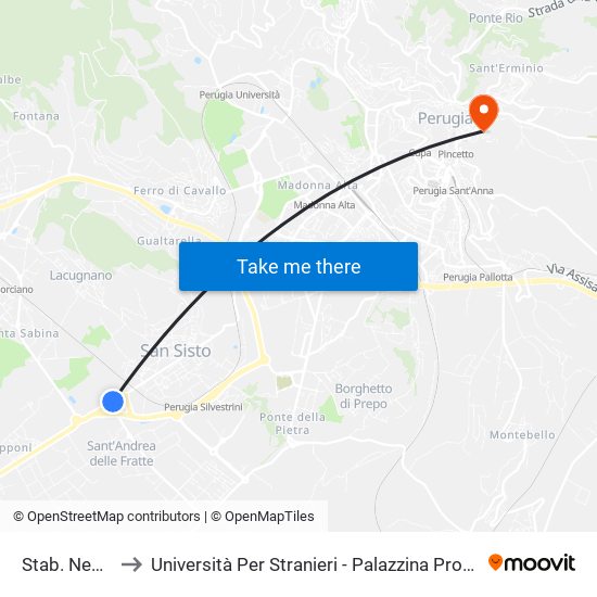 Stab. Nestlè to Università Per Stranieri - Palazzina Prosciutti map