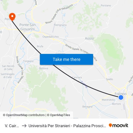 V. Cairoli to Università Per Stranieri - Palazzina Prosciutti map