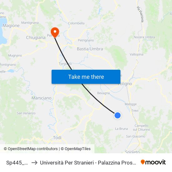 Sp445 16 to Università Per Stranieri - Palazzina Prosciutti map