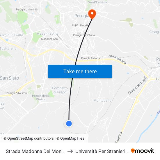 Strada Madonna Dei Monti (Fermata A Chiamata) to Università Per Stranieri - Palazzina Prosciutti map