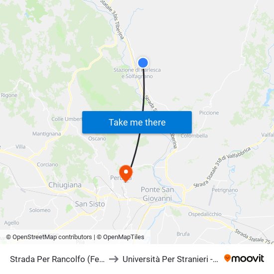 Strada Per Rancolfo (Fermata A Chiamatta) to Università Per Stranieri - Palazzina Prosciutti map