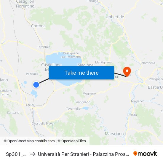 Sp301_12 to Università Per Stranieri - Palazzina Prosciutti map