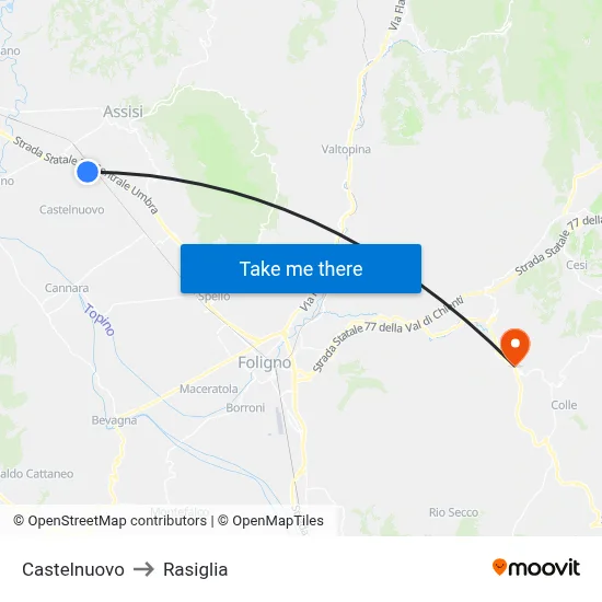 Castelnuovo to Rasiglia map