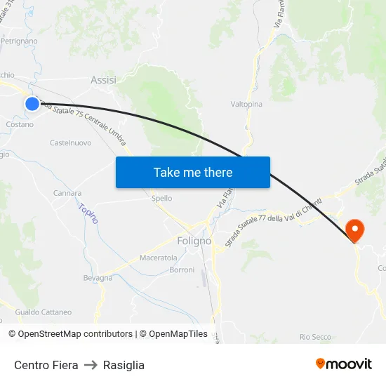 Fair Center to Rasiglia map