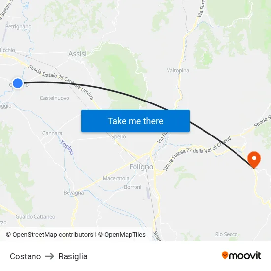 Costano to Rasiglia map