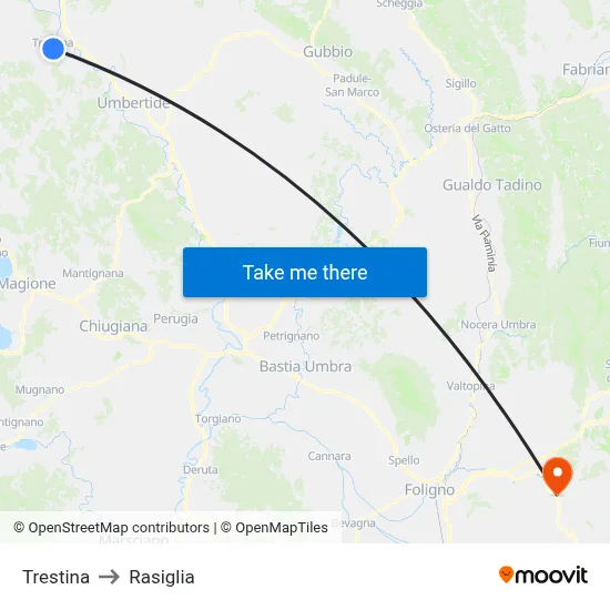 Trestina to Rasiglia map