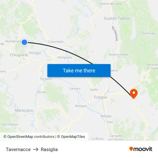 Tavernacce to Rasiglia map