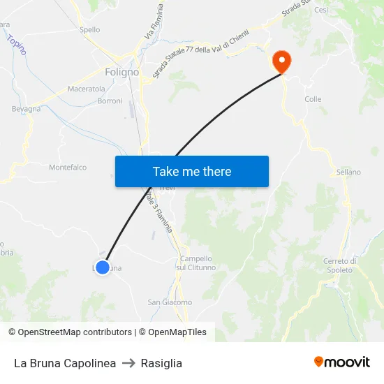 La Bruna Terminal to Rasiglia map