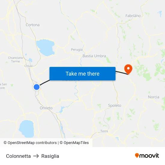 Colonnetta to Rasiglia map